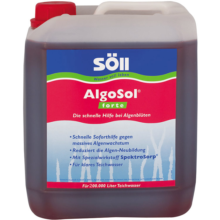Средство против водорослей. ALGOSOL Forte 10л средство против водорослей. Soll ALGOSOL 5 Л. Химические средства для водоемов. Средство для пруда от цветения воды.